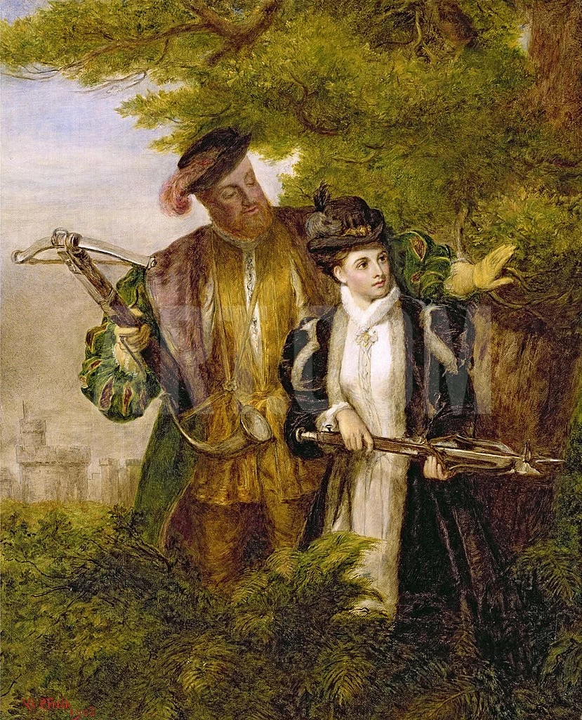 Re Enrico e Anna Bolena a caccia di cervi nella foresta di Windsor